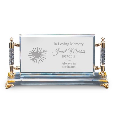 Unique Personalized Memorial Gold Accent Crystal Plaque