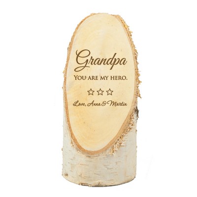Personalized Natural Birch Wood Plaque for Grandpa