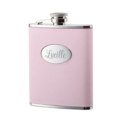 Personalized Pink Leather Flask