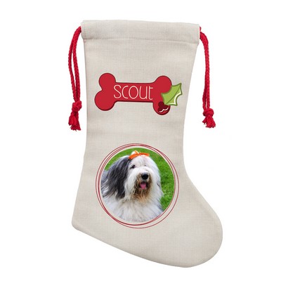 Personalized Poly Linen Christmas Stocking for Pets
