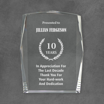 Personalized Prestigious Crystal Appreciation Award