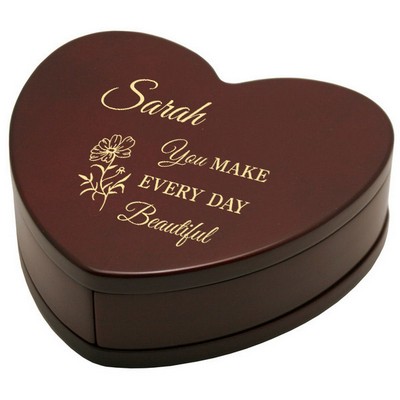 Personalized Rosewood Heart Keepsake Box for Her