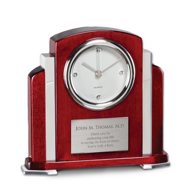 Superb Personalized Rosewood Piano Finish Clock With Aluminum Accent