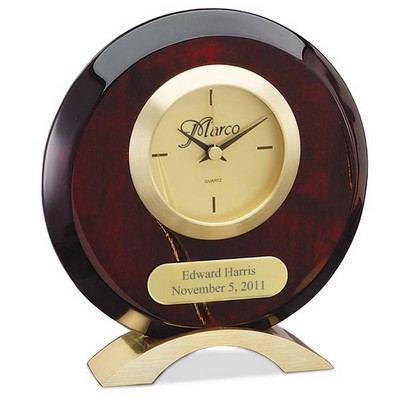Personalized Round Rosewood Desk Clock