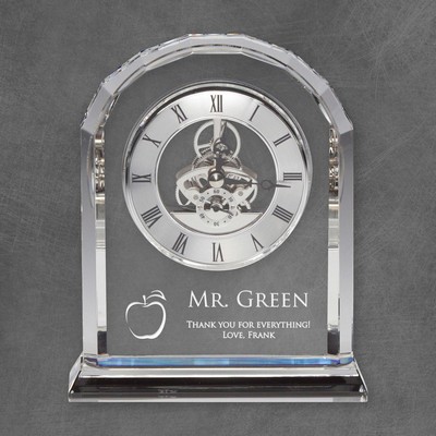 Personalized Rounded Edge Crystal Clock for Teachers