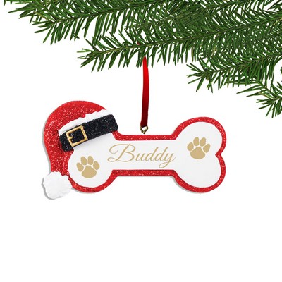 Personalized Santa Dog Bone Ornament