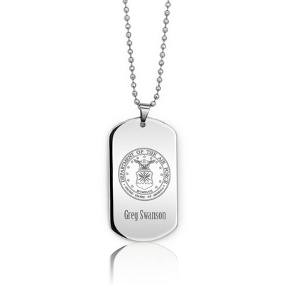Personalized Silver Airforce Dog Tag Necklace