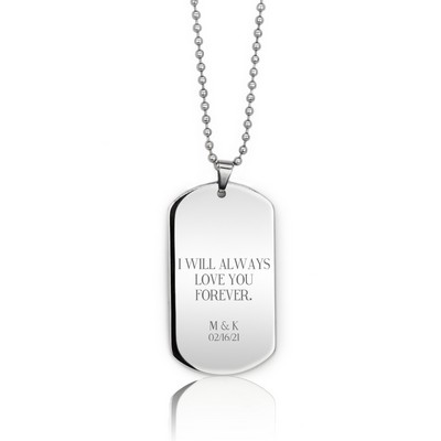 Handsome Personalized Silver Dog Tag Necklace for Him