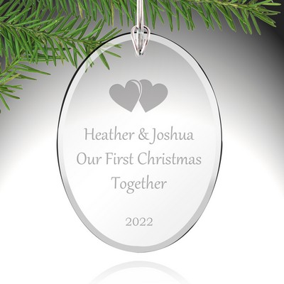 Personalized Couples First Christmas Glass Ornament