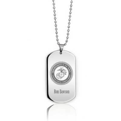 Popular Personalized Silver Marine Dog Tag Necklace