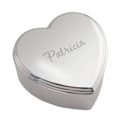 Personalized Silver Modern Heart Keepsake Box