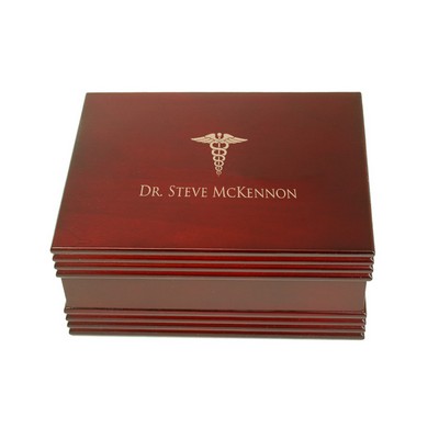 Personalized Rosewood Box with Caduceus