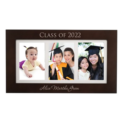 Personalized Triple 5x7 Graduation Dark Walnut Picture Frame