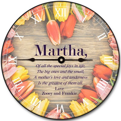 Personalized Tulip Flowers Wall Clock for Mom