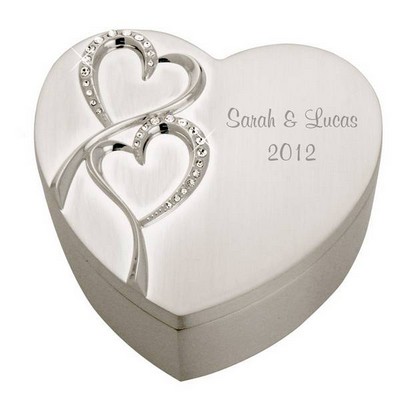 Personalized Wedding Romance Silver Heart Keepsake Box