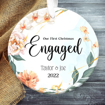 Our First Christmas Engaged Christmas Ornament, Personalized Engagement Ornament Gift