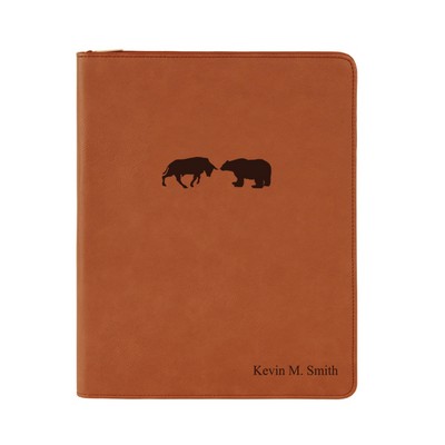 Rawhide Leatherette Personalized Bear and Bull Portfolio