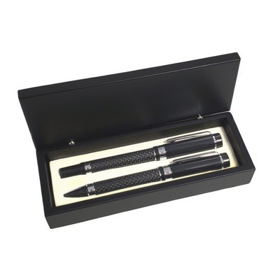 Black Carbon Fiber Barrel Double Pen Set