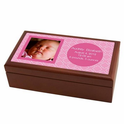 Modern Birth Record Keepsake Box in Pink