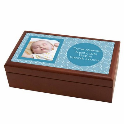 Modern Birth Record Keepsake Box in Blue