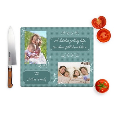 Home Filled With Love Photo Glass Cutting Board