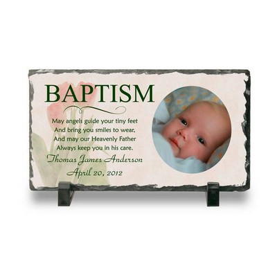 Personalized Baptism Photo Slate Plaque