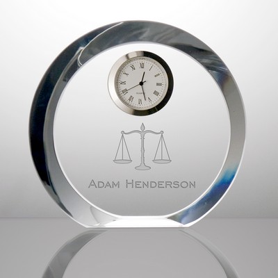 Scales of Justice Personalized Crystal Clock