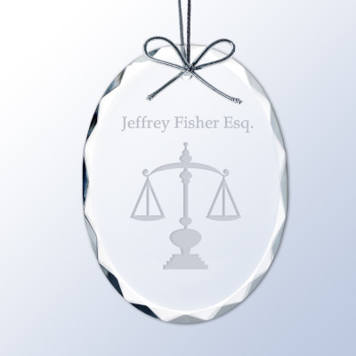 Scales of Justice Personalized Crystal Ornament