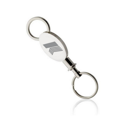 Silver Oval Valet Key Ring with Logo