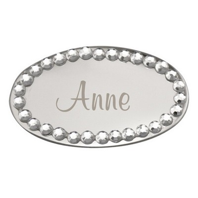 Stainless Steel Oval Engraving Plate with Crystals