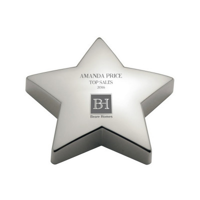 Star Achievement Personalized Silver Paperweight