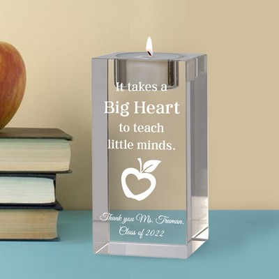 Teachers Personalized Reflective Crystal Tealight Candle Holder