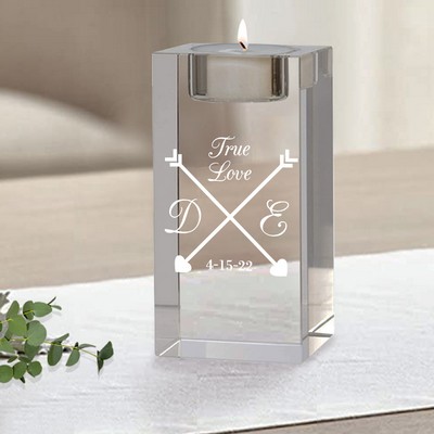 True Love Arrows Personalized Crystal Tea Light Candle Holder