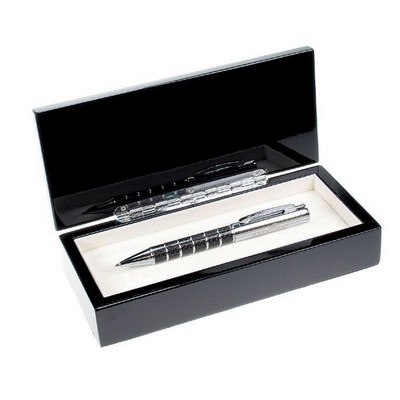 Silver Rings Carbon Fiber Single Pen Set