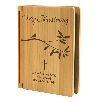 Blessed Little Wings Christening 4x6 Personalized Wooden Photo Album