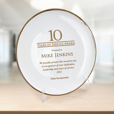 Years of Service Award Gold Rim Porcelain Plate