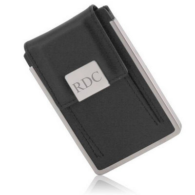 Personalized Executive Black Leather Business Card Case