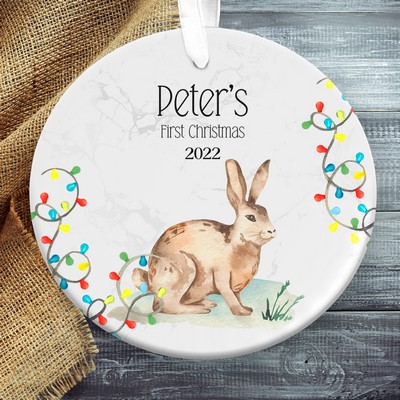Little Rabbit Baby First Christmas Ornament, Personalized My First Christmas, Baby Shower Gift