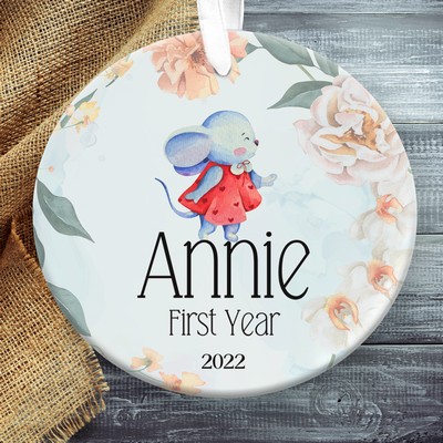 Baby First Year Christmas Ornament, Personalized Baby First Birthday