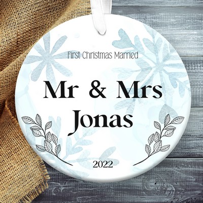 Married First Christmas Ornament, Personalized Mr and Mrs. Ornament Gift